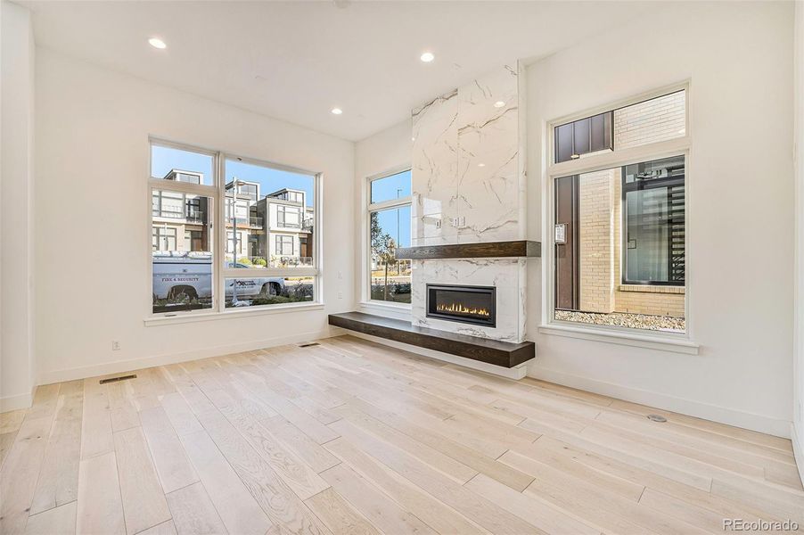 Living room with fireplace