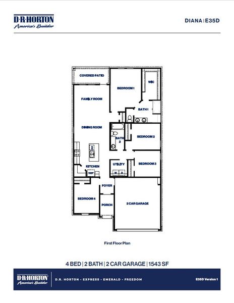 2D floor plan layout of this home in Cypress Green, Hockley, TX (Image 5).