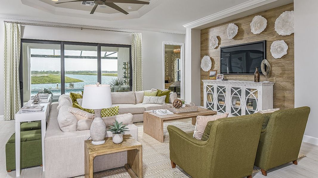 Furnished interior view inside a new home in Esplanade Lake Club, Fort Myers (Image 3).