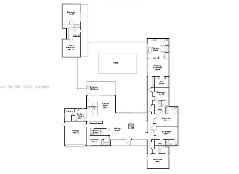 2D floor plan layout of this home in , Pinecrest, FL (Image 3). 2D floor plan layout of this home in , Pinecrest, FL (Image 3).
