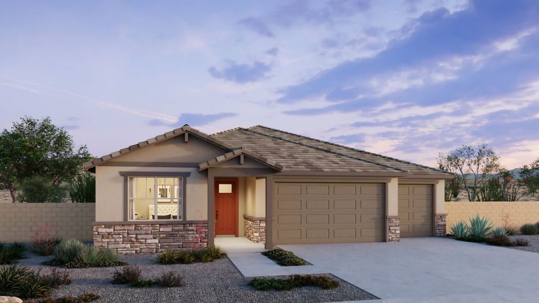 Representative exterior photo of a completed home built from the Blush by Mattamy Homes in Montelena, Marana, AZ (Image 19).