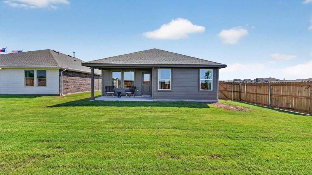 Exterior details and patio area of a home in The Hills at Reunion, Newark (Image 20).