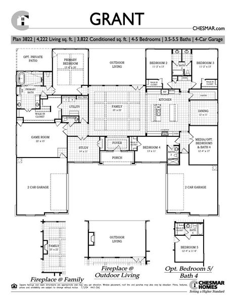 2D floor plan layout for the Grant by Chesmar Homes in Caliza Reserve, Boerne, TX (Image 3). 2D floor plan layout for the Grant by Chesmar Homes in Caliza Reserve, Boerne, TX (Image 3).