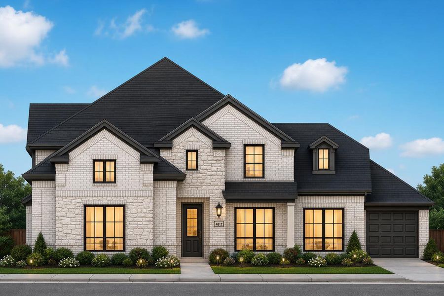 Representative exterior photo of a completed home built from the Grand South Pointe 3 Car Garage by Grand Homes in Heath Golf & Yacht Club, Heath, TX (Image 23).