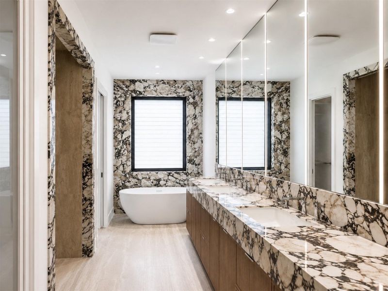 Primary bath includes abundant lighting