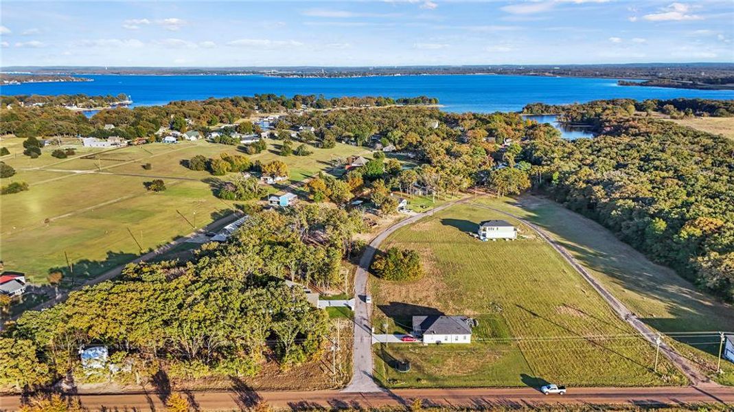 Aerial view of a large body of water