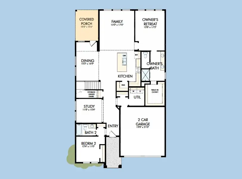 2D floor plan layout for the The Myrtle by David Weekley Homes in Crighton Cove - Retreat Collection, Conroe, TX (Image 5).