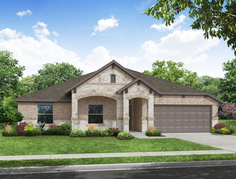 Representative exterior photo of a completed home built from the Dover by Impression Homes in Mountain Valley Lake, Burleson, TX (Image 11).