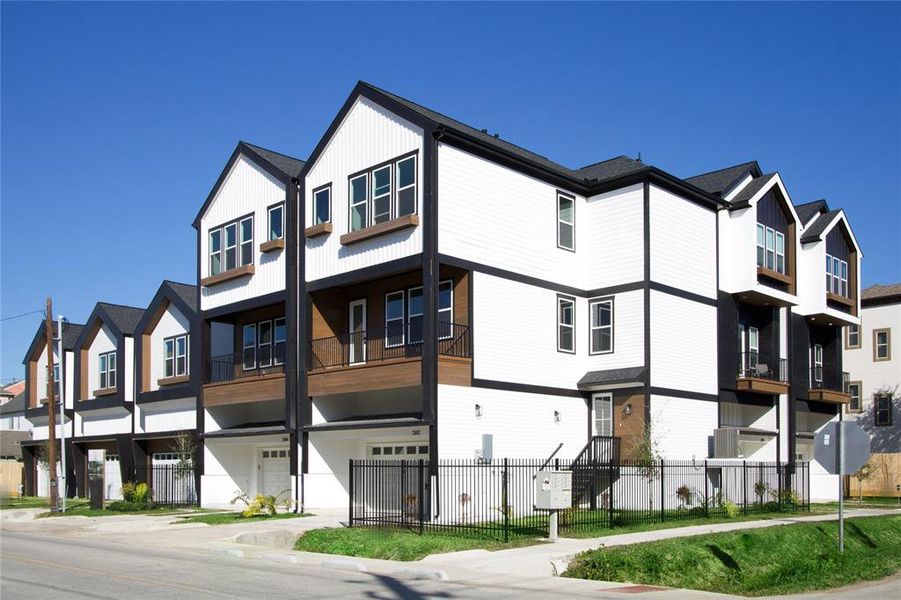 Corner view of the properties from Beall Street