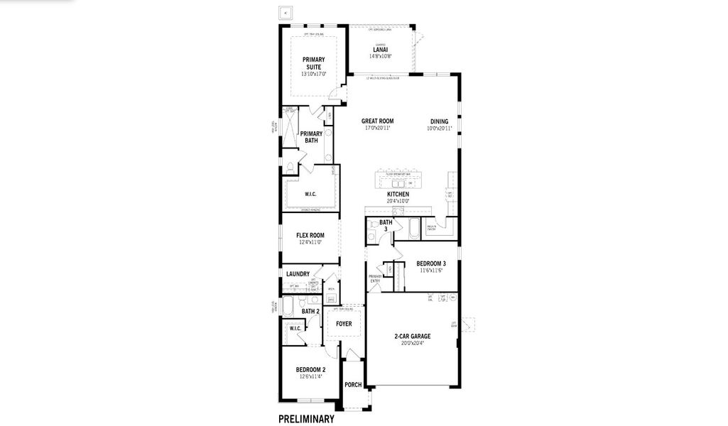 2D floor plan layout for the Terra Rosa II by Mattamy Homes in Summerlit, Naples, FL (Image 3).