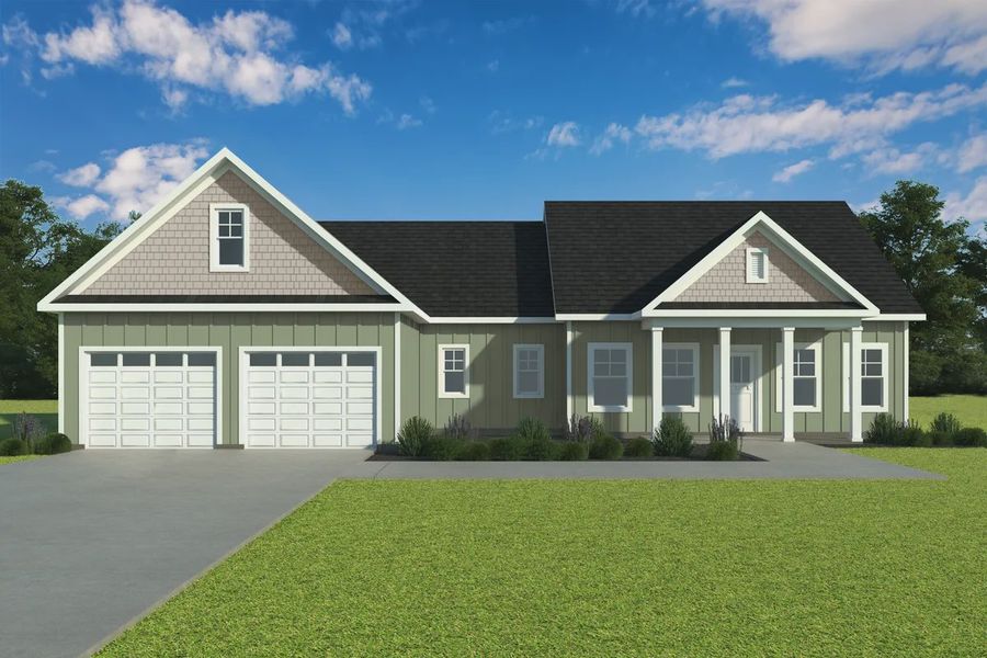 Front exterior of a new home in Old Hickory Crossing, Mocksville, NC, highlighting curb appeal (Image 1). Front exterior of a new home in Old Hickory Crossing, Mocksville, NC, highlighting curb appeal (Image 1).