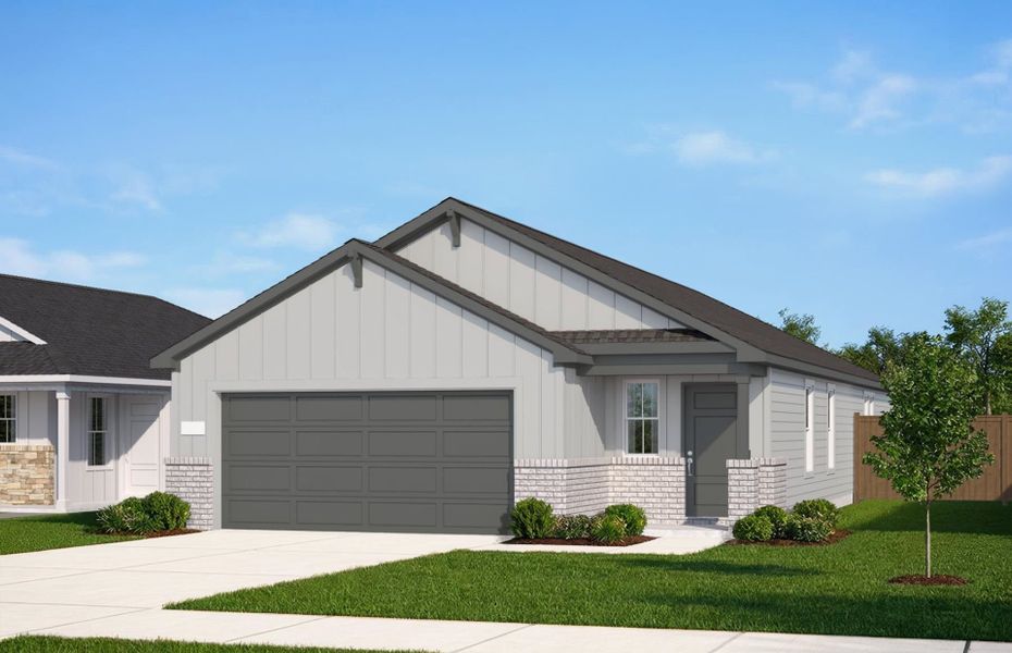 Representative exterior photo of a completed home built from the Afton by Pulte Homes in Saddleback at Santa Rita Ranch, Liberty Hill, TX (Image 21).