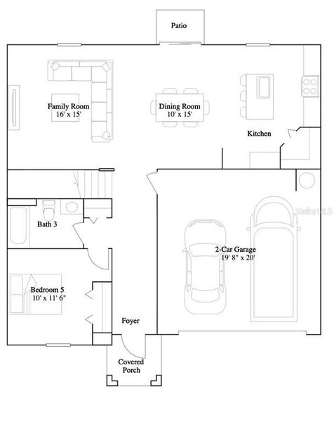 2D floor plan layout of this home in Tara Forest East, Alachua, FL (Image 3).