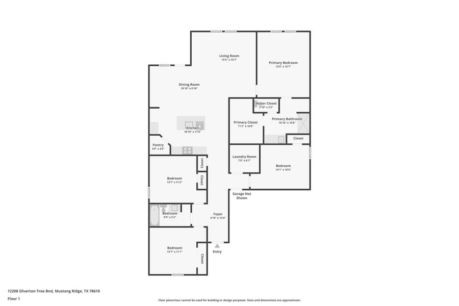 2D floor plan layout of this home in Durango, Mustang Ridge, TX (Image 3).