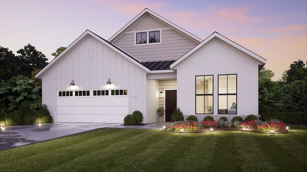 Representative exterior photo of a completed home built from the Portico by Epcon Communities in Lakeside at Millican Reserve, College Station, TX (Image 26).