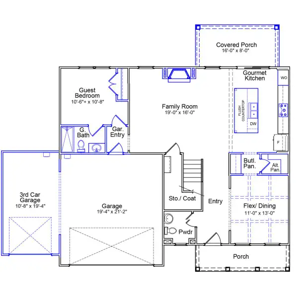 2D floor plan layout of this home in Porter Ridge, Elgin, SC (Image 3).