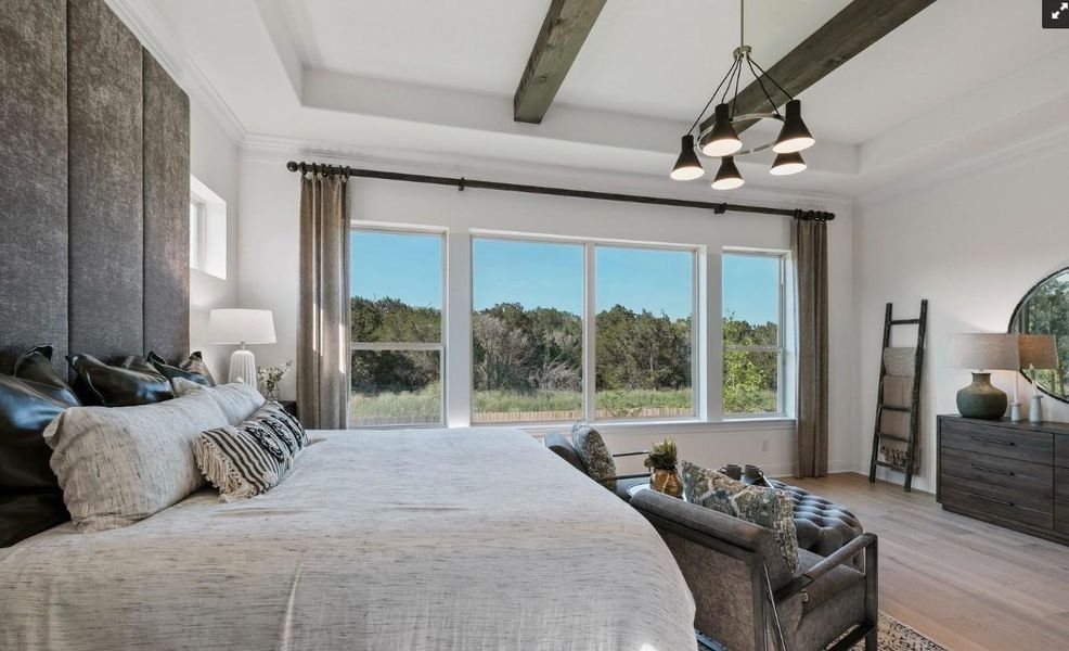 REPRESENTATIVE PHOTO: Spacious Master Suite with hard surface flooring, treyed ceiling and big windows for light! Beams optional. REPRESENTATIVE PHOTO: Spacious Master Suite with hard surface flooring, treyed ceiling and big windows for light! Beams optional.