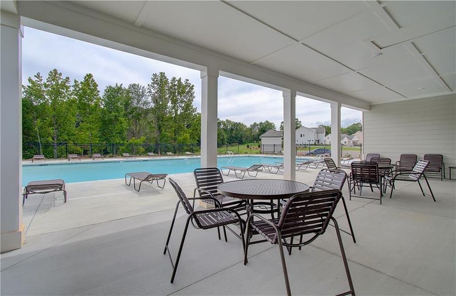 Exterior details and patio area of a home in Rosewood Lake Preserve, Hoschton (Image 4).