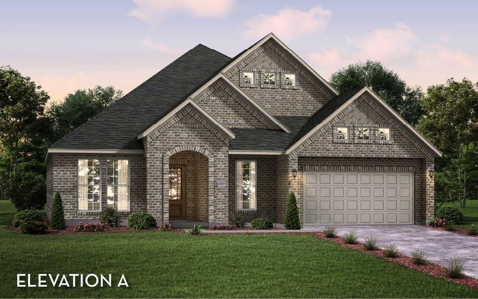 Front exterior of a new home in Westwood, League City, TX, highlighting curb appeal (Image 1).