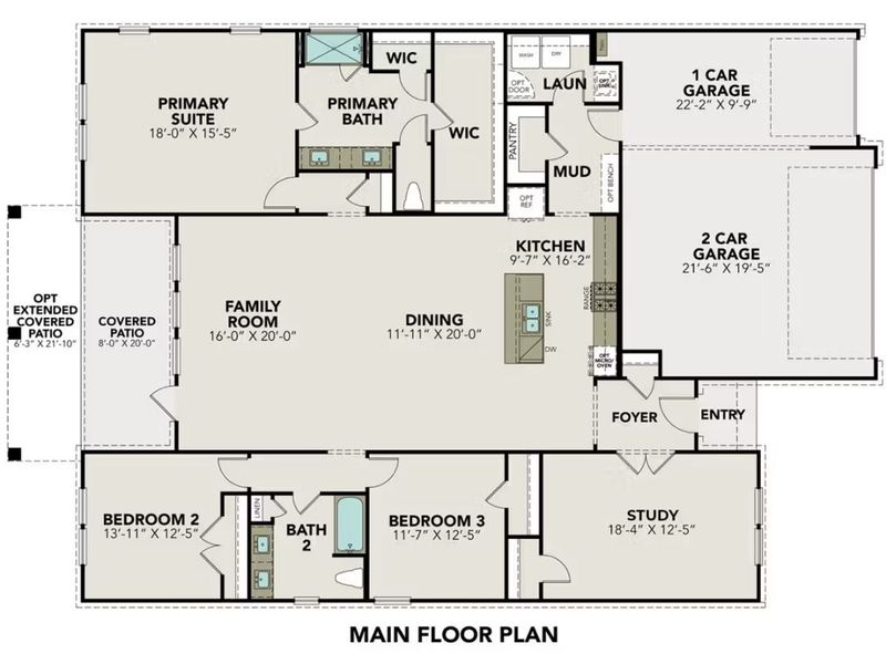 2D floor plan layout of this home in The Reserve at Potranco Oaks, Castroville, TX (Image 3).