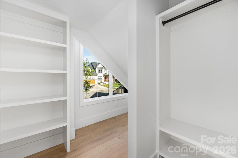 Walk-in closet in the living area.