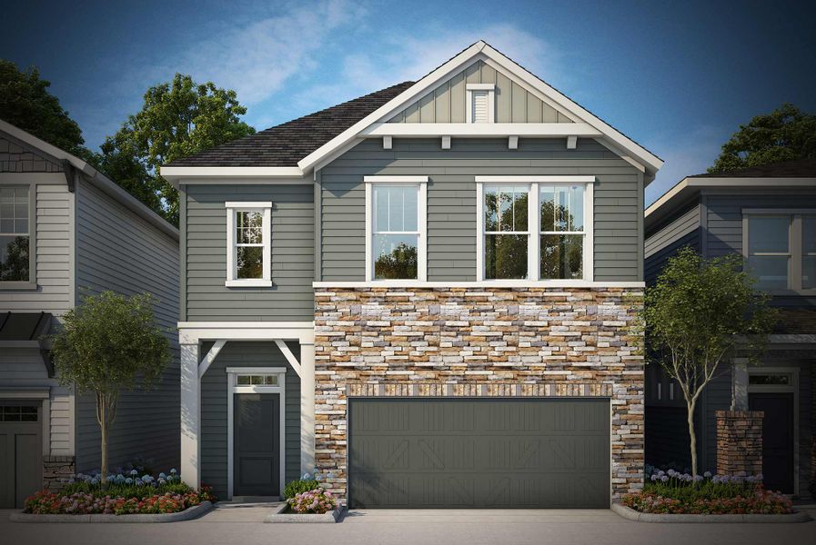Front exterior of a new home in Trailside at Cottonwood Creek, Colorado Springs, CO, highlighting curb appeal (Image 2). Front exterior of a new home in Trailside at Cottonwood Creek, Colorado Springs, CO, highlighting curb appeal (Image 2).