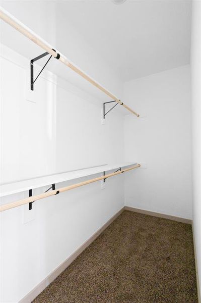 Walk in closet with carpet floors Walk in closet with carpet floors