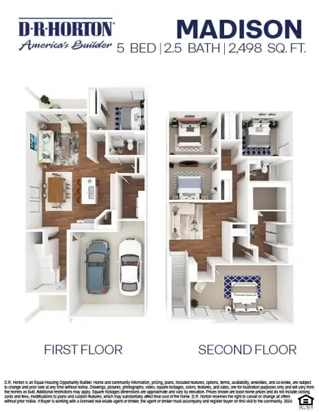 2D floor plan layout for the Madison by D.R. Horton in Indian Springs, Crosby, TX (Image 3).