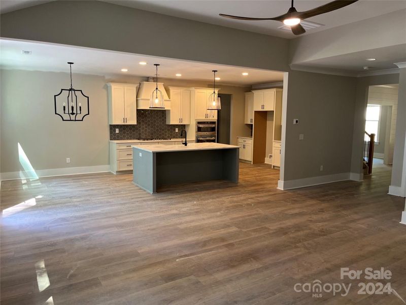 Family room and kitchen