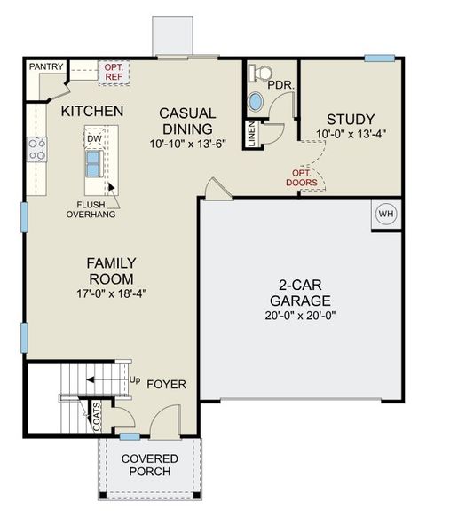 2D floor plan layout for the Wayfare - Single Family Homes by Dream Finders Homes in The View at Holt Lake, Four Oaks, NC (Image 3). 2D floor plan layout for the Wayfare - Single Family Homes by Dream Finders Homes in The View at Holt Lake, Four Oaks, NC (Image 3).