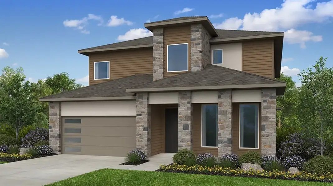 Representative exterior photo of a completed home built from the Piedmont by Taylor Morrison in Eastwood, Manor, TX (Image 23).