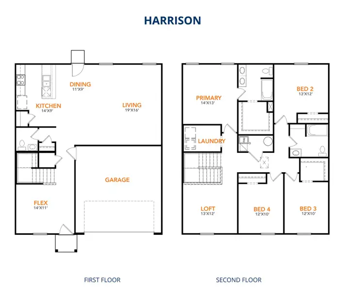 2D floor plan layout for the Harrison by National HomeCorp in Forest Ridge, Edgefield, SC (Image 3). 2D floor plan layout for the Harrison by National HomeCorp in Forest Ridge, Edgefield, SC (Image 3).
