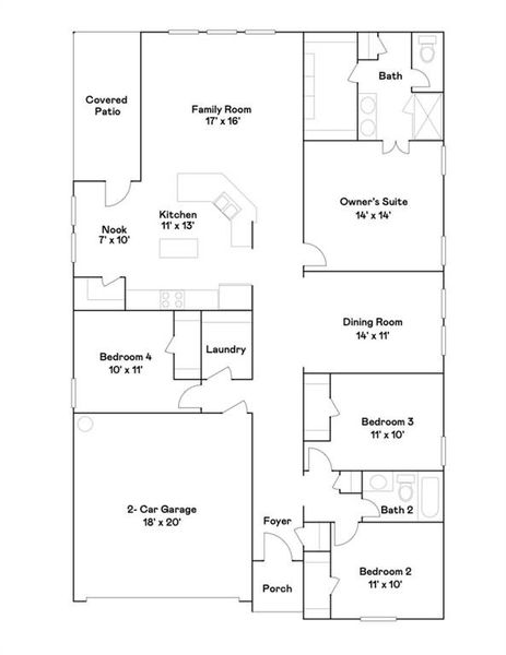 2D floor plan layout of this home in Reatta Ridge: Classic Collection, Justin, TX (Image 4). 2D floor plan layout of this home in Reatta Ridge: Classic Collection, Justin, TX (Image 4).