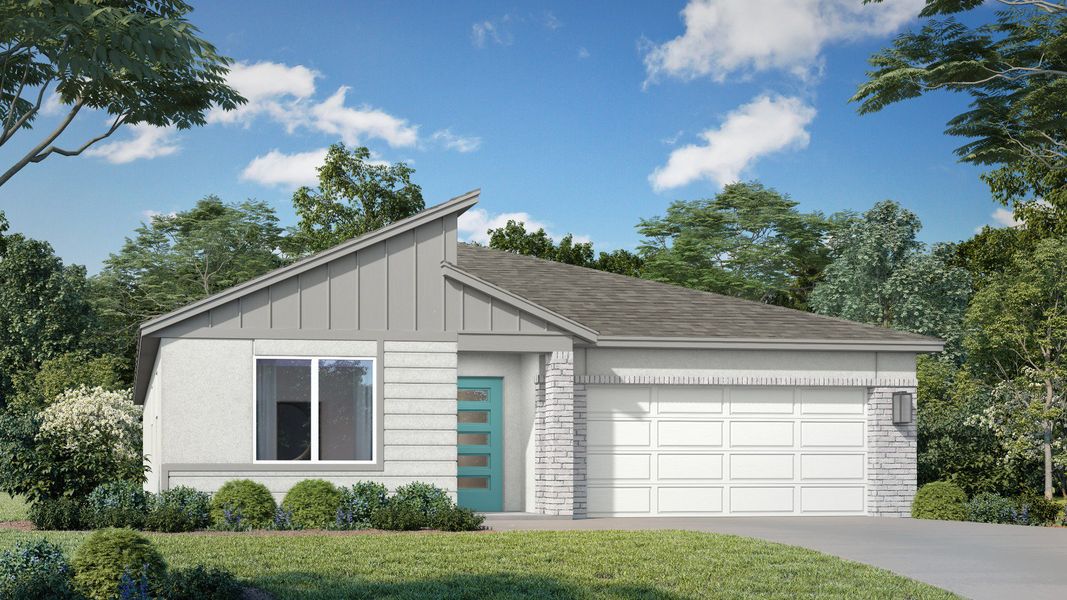 Representative exterior photo of a completed home built from the Baker by DRB Homes in Hamilton Bluff, Haines City, FL (Image 6). Representative exterior photo of a completed home built from the Baker by DRB Homes in Hamilton Bluff, Haines City, FL (Image 6).