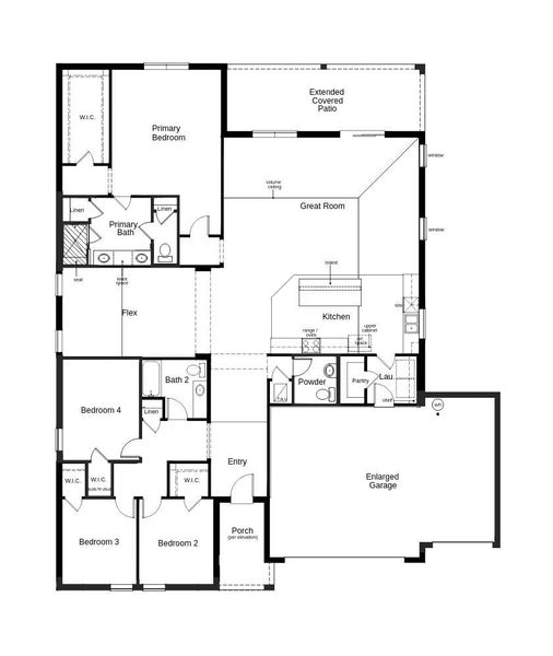 2D floor plan layout of this home in Coves of Estero Bay, Fort Myers, FL (Image 2).