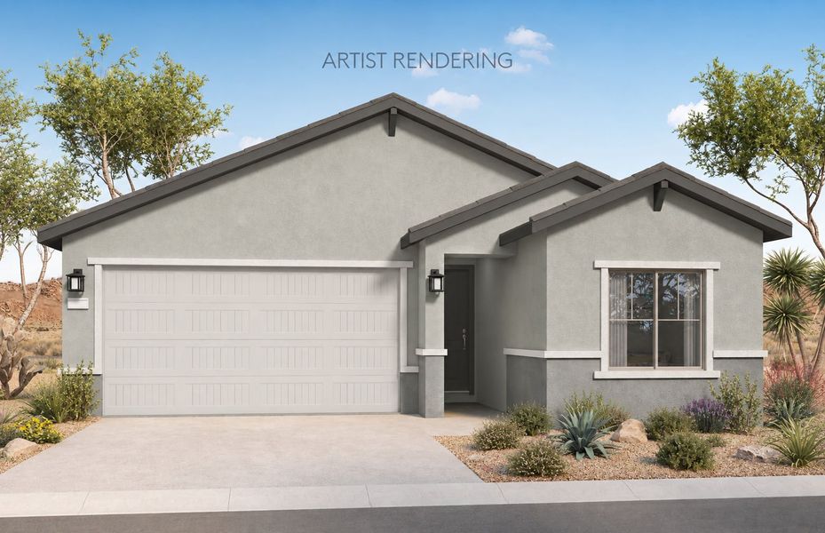 Representative exterior photo of a completed home built from the Sunbird by Pulte Homes in San Madera, Buckeye, AZ (Image 17). Representative exterior photo of a completed home built from the Sunbird by Pulte Homes in San Madera, Buckeye, AZ (Image 17).