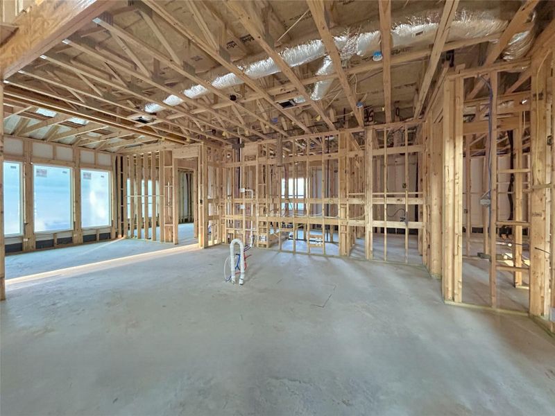 Kitchen That Flows Into Living Space. Construction photo as of 9/17/2025 Kitchen That Flows Into Living Space. Construction photo as of 9/17/2025