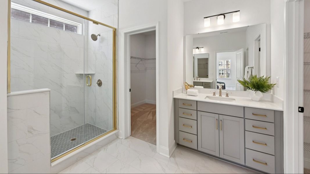 The 3-Story Brentwood Plan by DRB homes in River District Charlotte NC- Bathroom