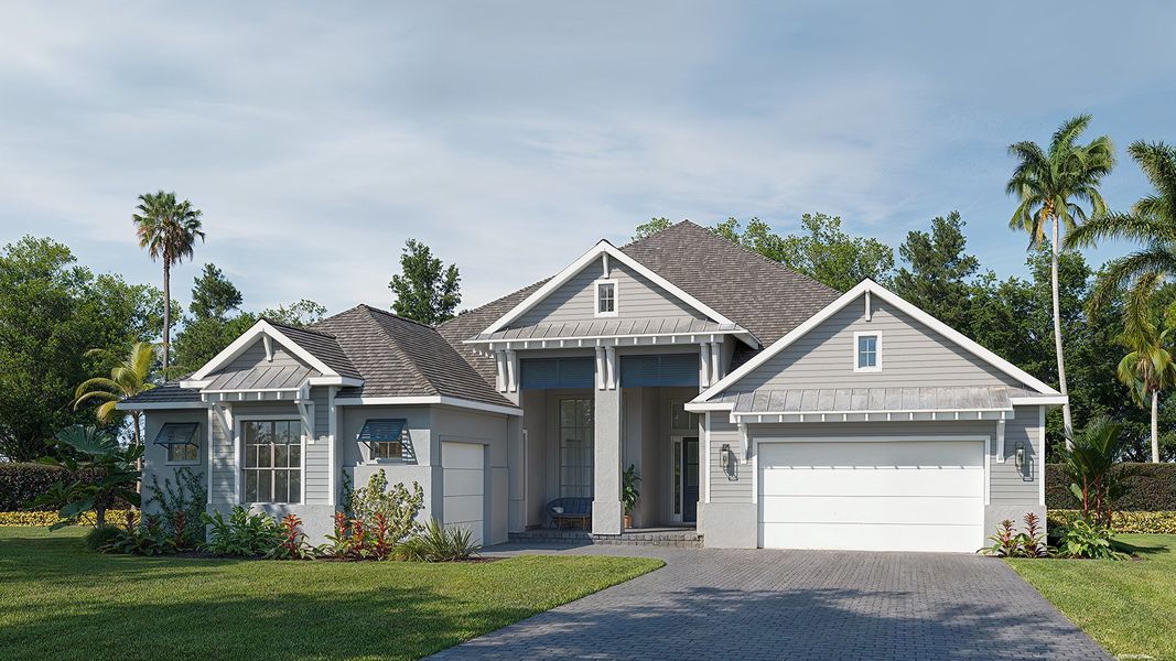 Representative exterior photo of a completed home built from the 3741F by Perry Homes in Southern Hills 80', Brooksville, FL (Image 1).