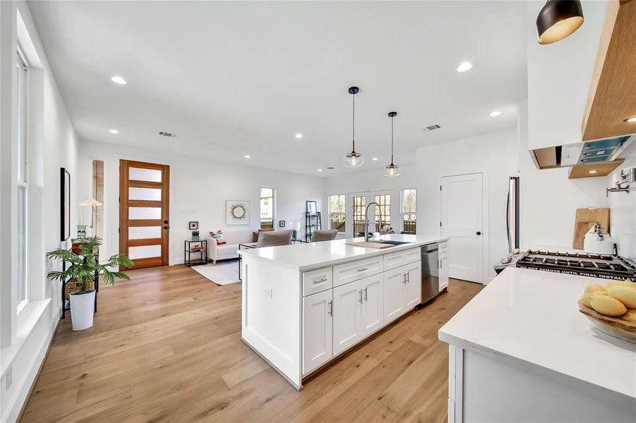 This photo was taken in another staged property with the same finishes and layout. View from the stairs.