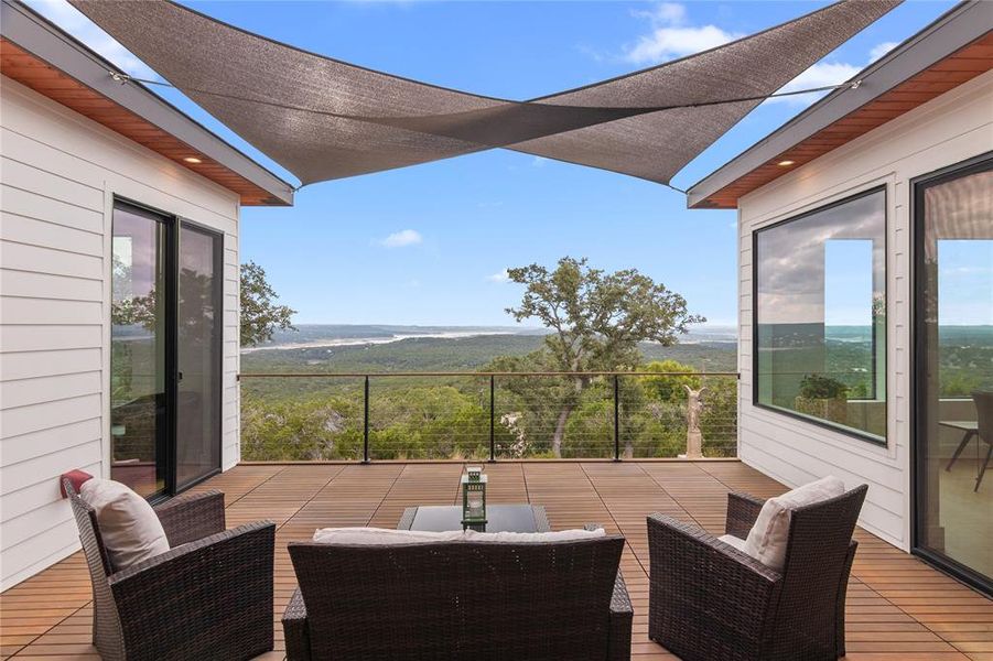 Deck with Views of the Lake, high quality deck. Office behind this photo- Primary bed on the left- Kitchen on the righ