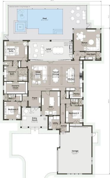 2D floor plan layout for the Callaway by AR HOMES in Southern Hills Plantation, Brooksville, FL (Image 2).