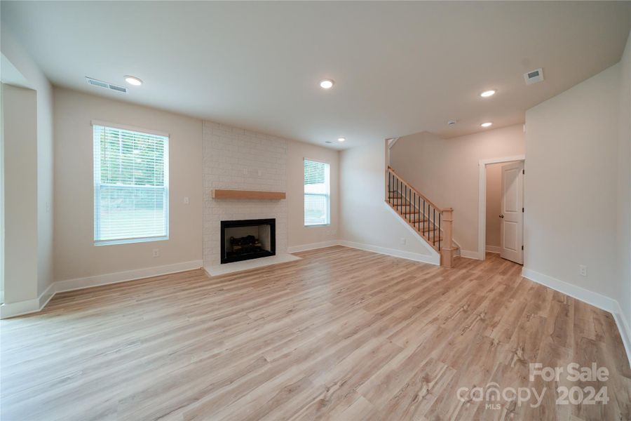 Family Room has extra storage under the stairway.