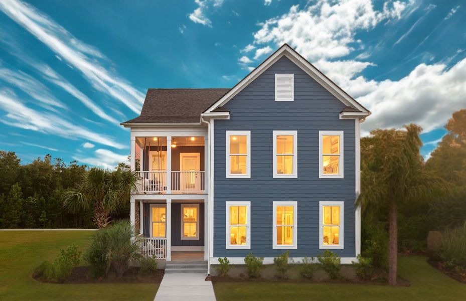 Front exterior of a new home in SayeBrook, Myrtle Beach, SC, highlighting curb appeal (Image 20).