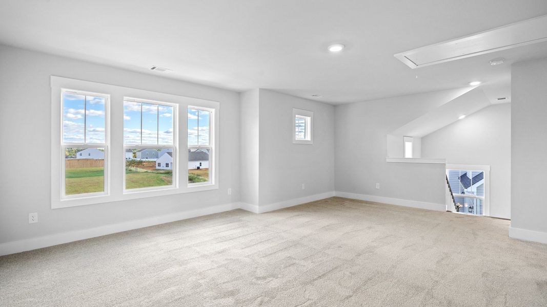 2 story single family home, all white, loft