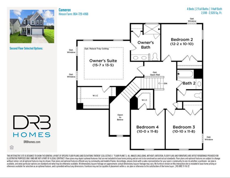 2D floor plan layout for the Cameron by DRB Homes in Hinson Farm, Fountain Inn, SC (Image 4). 2D floor plan layout for the Cameron by DRB Homes in Hinson Farm, Fountain Inn, SC (Image 4).