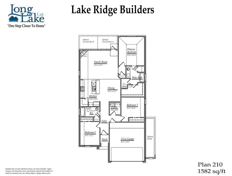 2D floor plan layout for the 210 by Long Lake Ltd. in Grand Magnolia, Magnolia, TX (Image 3).