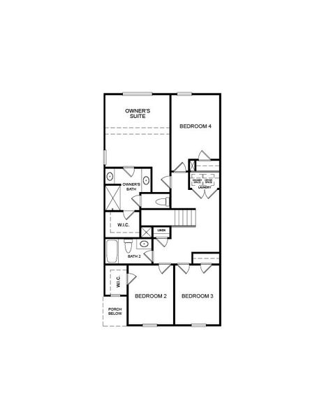 2D floor plan layout for the The Newbury II by Direct Residential Communities in Cash's Crossing, Ellenwood, GA (Image 4).