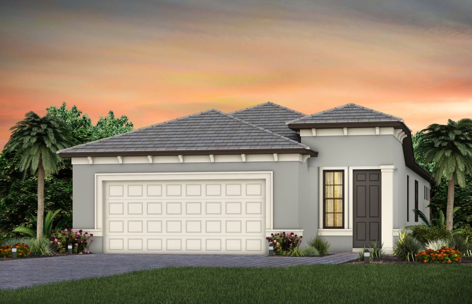 Representative exterior photo of a completed home built from the Hallmark by DiVosta in Terreno, Naples, FL (Image 2).