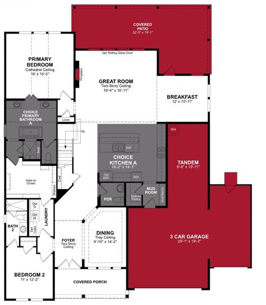 2D floor plan layout of this home in Heath Golf and Yacht Club, Heath, TX (Image 2).